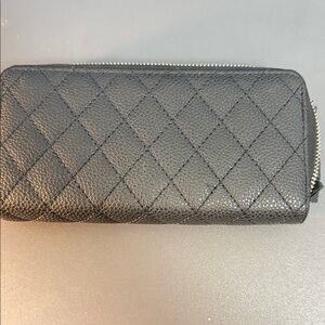 Black Quilted Zip Wallet